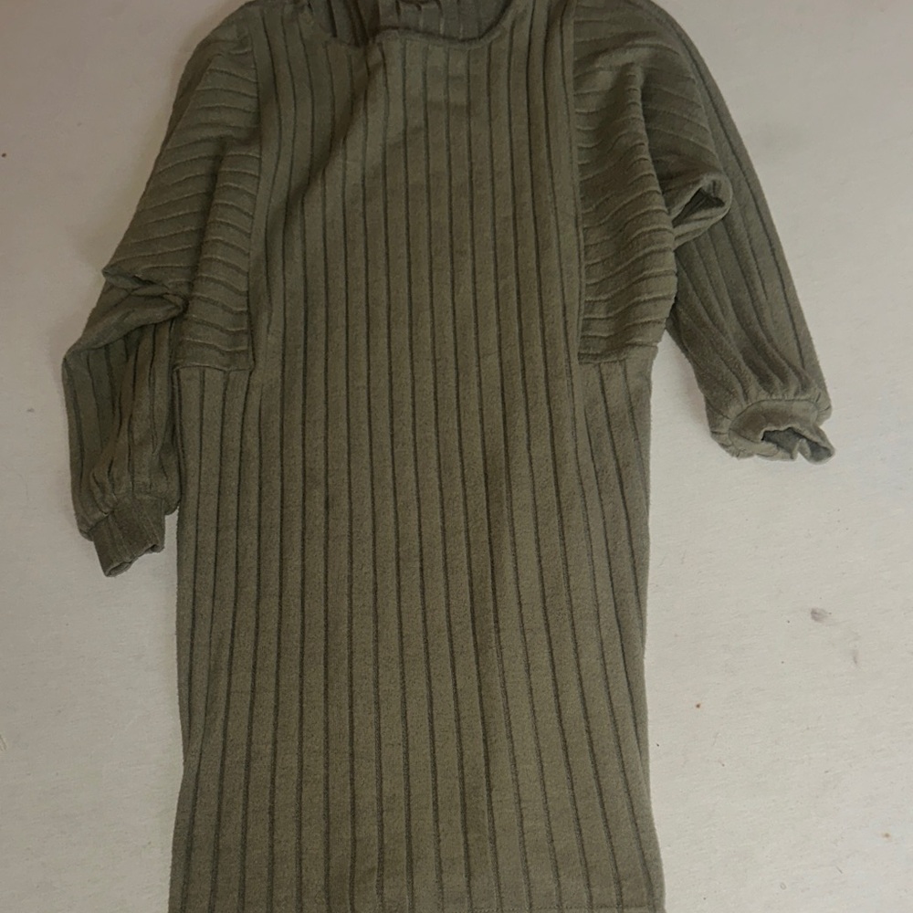 Womens Size 0XL SHEIN Ribbed Olive Green Sweater Dress